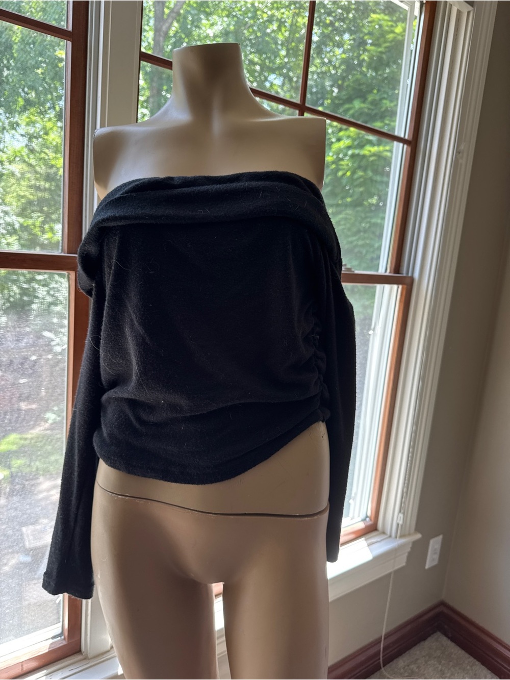 SHEIN Black Off-the-Shoulder Foldover Sweater